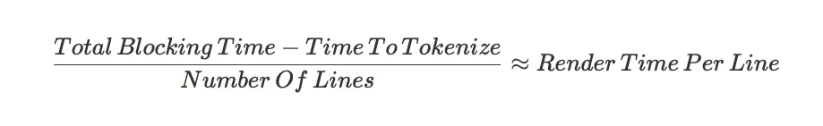 Math equation for calculating the average render time per line